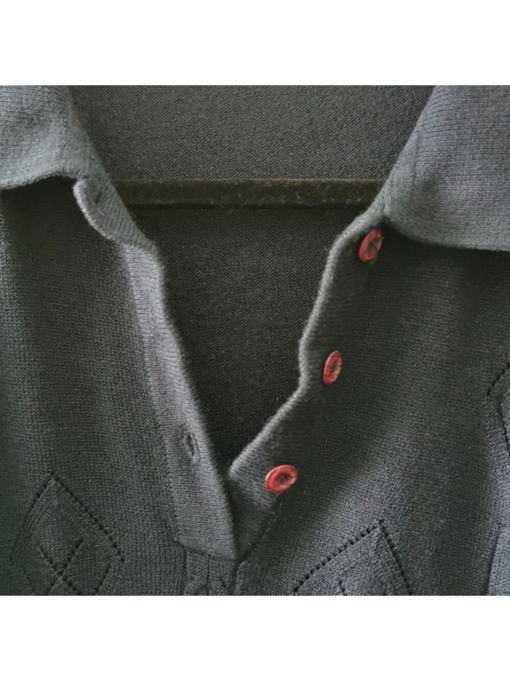 Mens vintage navy merinowool IMAGE collared oldmoney longsleeve sweater. Size XL - Picture 3 of 6